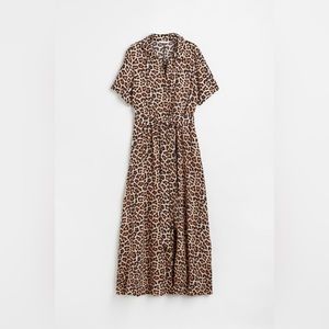 Leopard Tie Belt Shirt Dress